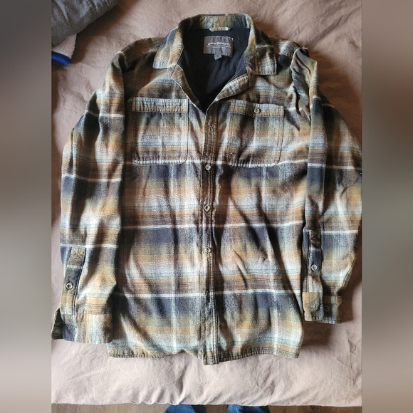 Rugged Elements Flannel Shirt Mens Medium Brown Plaid Lined Button Up - Picture 1 of 6